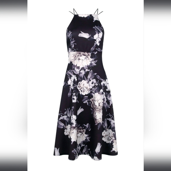 NWT FLORAL STRAPPY MIDI SKATER DRESS - Picture 2 of 4